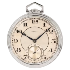 Vintage Longines Rare Art Deco Slim Keyless Lever Pocket Watch 18ct White Gold 1